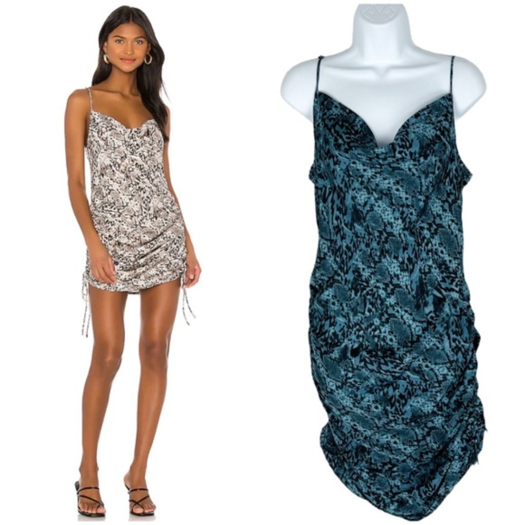 Free People Day To Night Convertible Slip Dress Midi Mini Blue Print Xs New Nwt